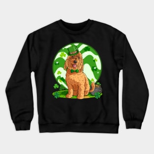 Goldendoodle Dog St Patricks Day Irish Leprechaun Crewneck Sweatshirt